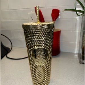 Starbucks gold holiday tumbler cup 2022